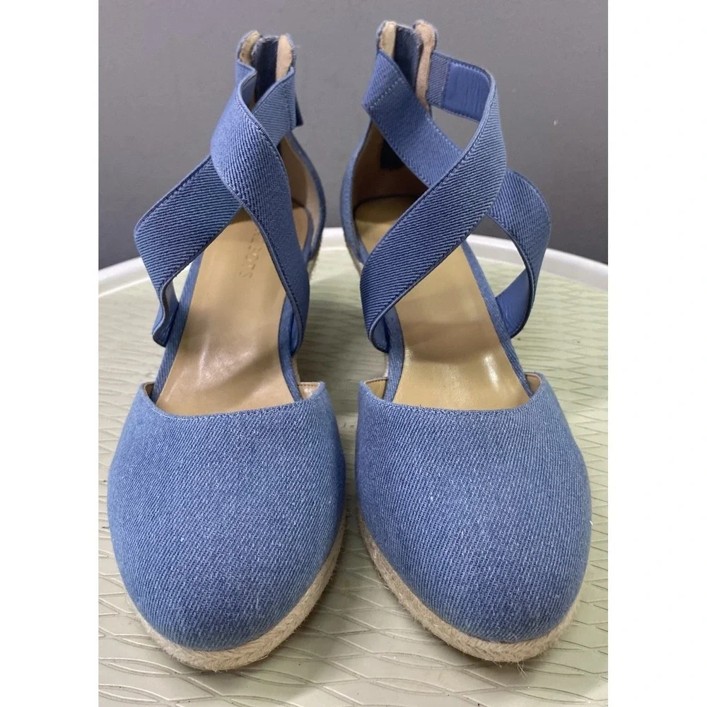 Talbots Lynsday Espadrilles Wedges Cotton Canvas Light Denim Blue EUC 10.5M